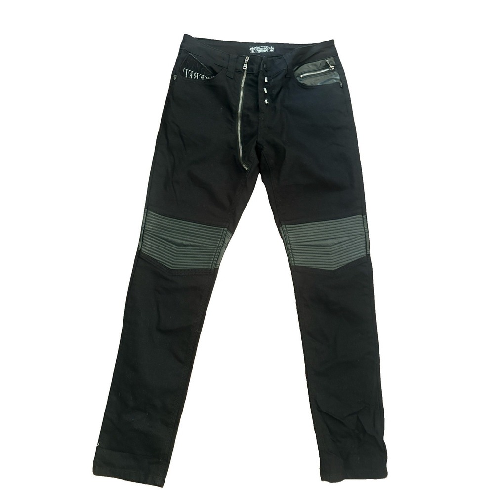 BOLTED KINGZ JEANS Nuts + Bolts Black Moto Rock Jeans 33x34 Made In Turkey Rare